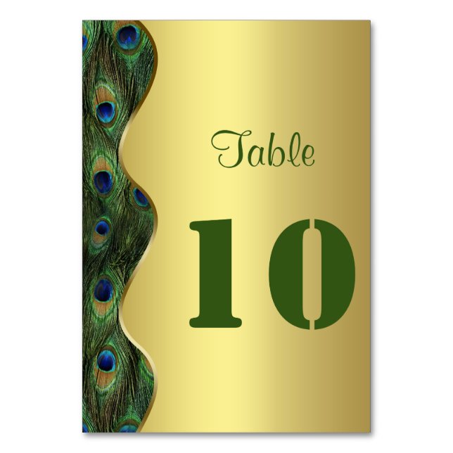 Élégant Mariage de Peacock Or Numéro de table (Par défaut)