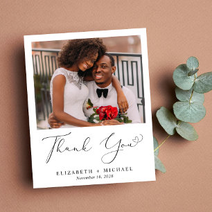 Élégant Mariage de script de coeur Carte de remerc