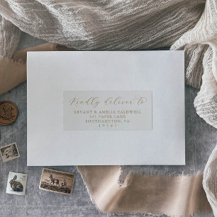 Élégant Mariage de script or Étiquette de adresse 
