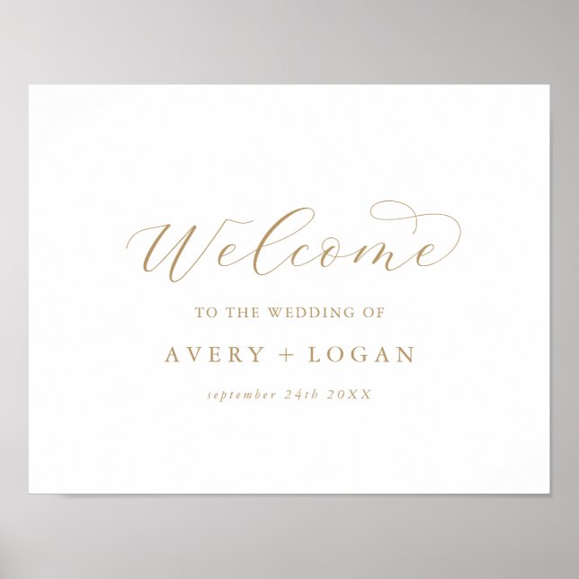 Elegant Mariage de script or Welcome Poster (Devant)