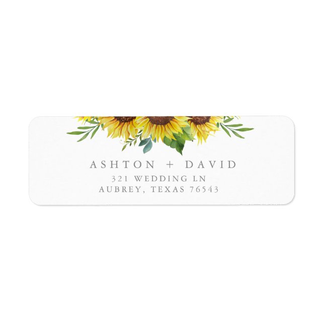 Élégant Mariage de tournesol Adresse de retour (Devant)