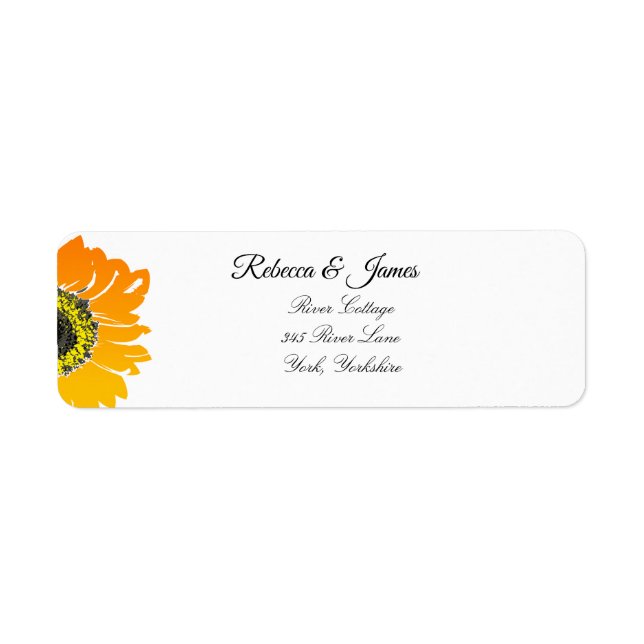 Élégant mariage de tournesol Adresse de retour Lab (Devant)