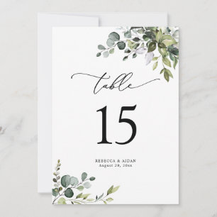 Elégant Mariage de verdure Cartes Numéro de tablea