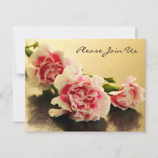 Élégant Mariage des oeillets roses Invitation Fian (Devant)