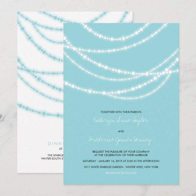 Élégant Mariage d'hiver Éclairé 2in1 Invitation (Devant / Derrière)