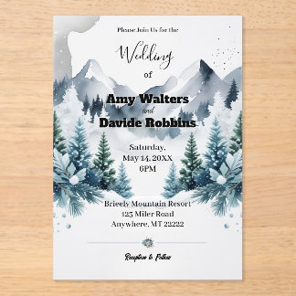 Élégant Mariage d'hiver Invitation Acrylique