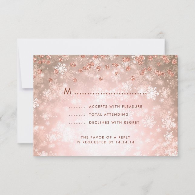 Elégant Mariage d'hiver RSVP Parties scintillant R (Devant)