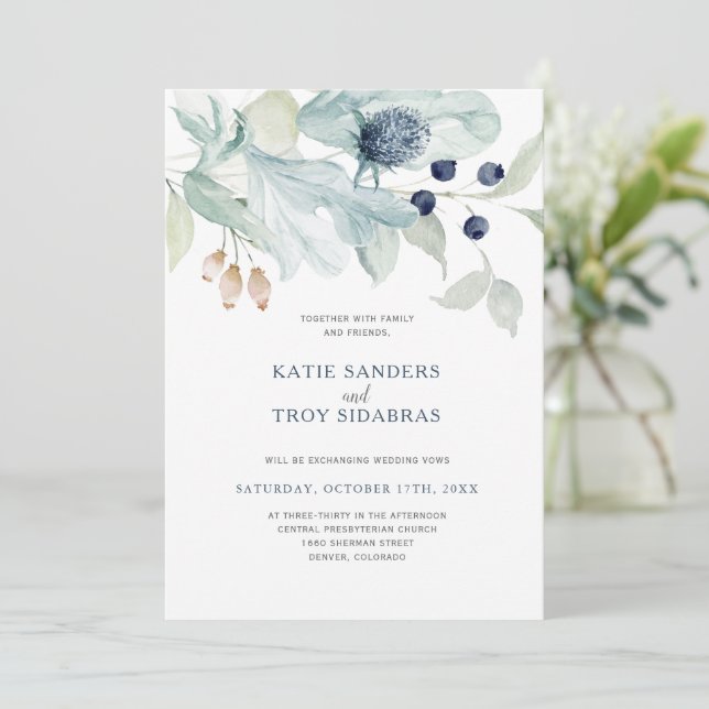 Elégant Mariage d'hiver Thème Invitations (Debout devant)