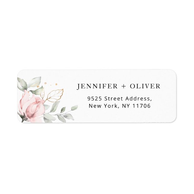 Élégant Mariage d'or roux Adresse de retour (Devant)