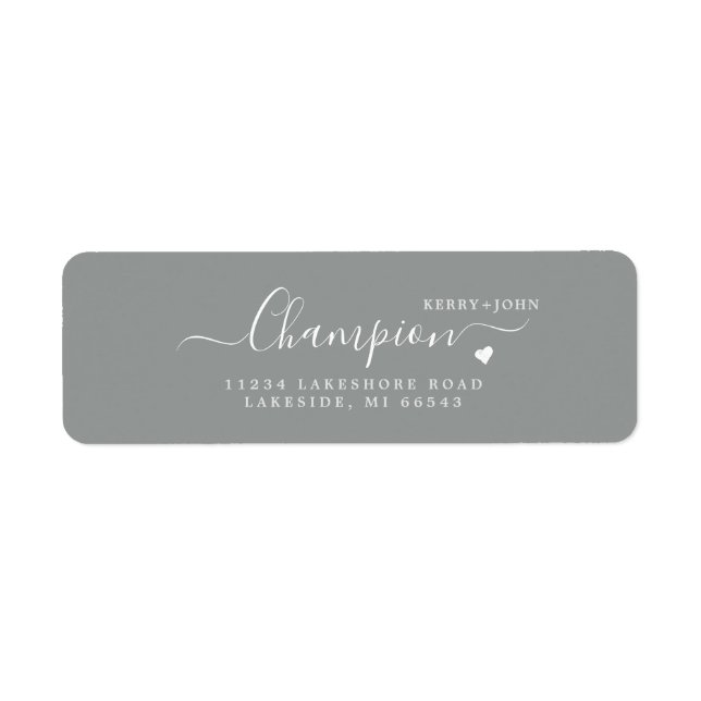 Élégant Mariage Dove Grey Adresse de retour (Devant)
