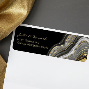 Élégant Mariage en marbre noir or Adresse de retou