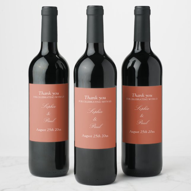 Élégant Mariage en terre cuite Étiquettes de vin (Bouteilles)