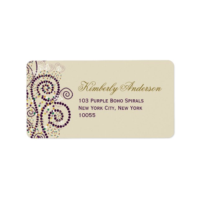 Élégant Mariage Étiquette de adresse de Spirales B (Devant)