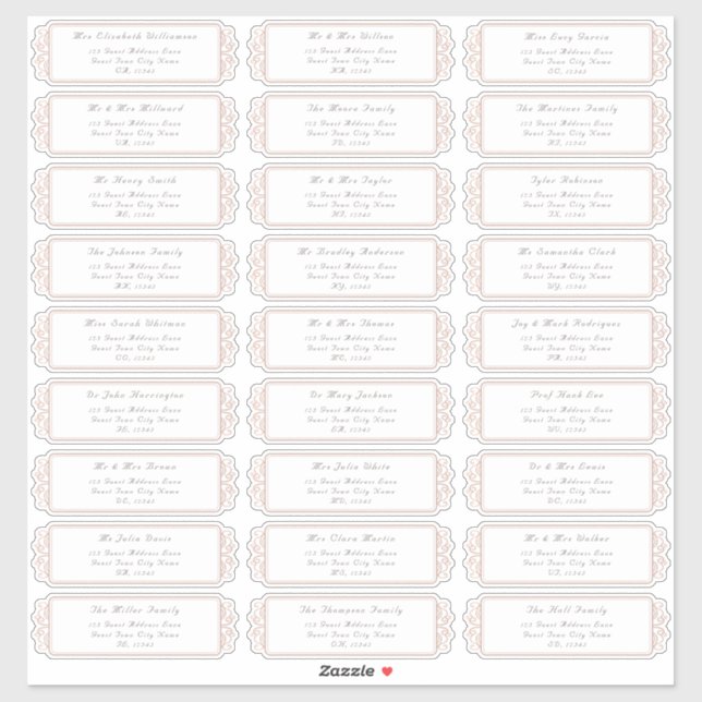 Élégant mariage Étiquettes de adresse invités (Feuille)