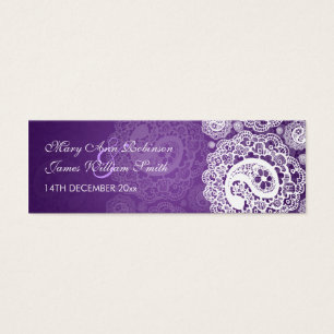 Elégant Mariage Favor Tag Paisley dentelle pourpre