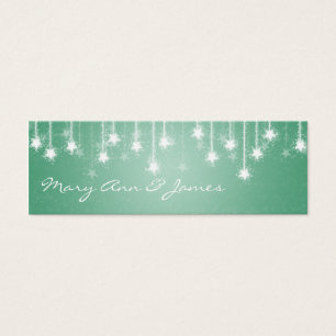 Elégant Mariage Favor Tag Shimmering Stars Mint