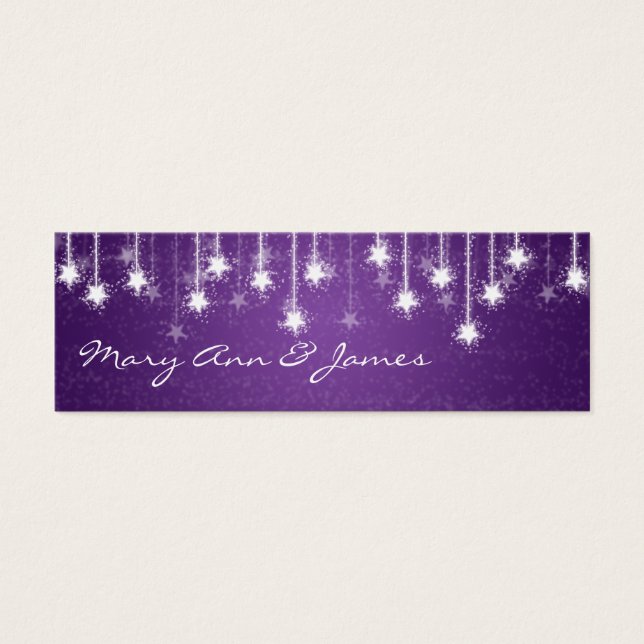 Elégant Mariage Favor Tag Shimmering Stars Purple (Devant)