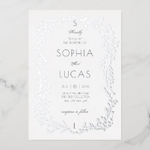 Élégant Mariage Feuille Foil Invitation