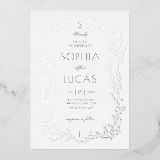 Élégant Mariage Feuille Foil Invitation