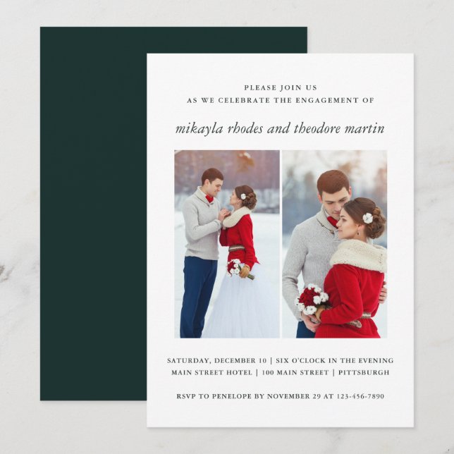 Élégant mariage Fiançailles photo Invitation (Devant / Derrière)