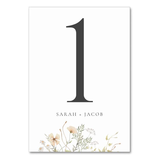 Élégant Mariage Fleur sauvage Cartes Numéro de tab (Par défaut)