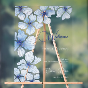 Elégant Mariage Fleurs Bleues Accueil