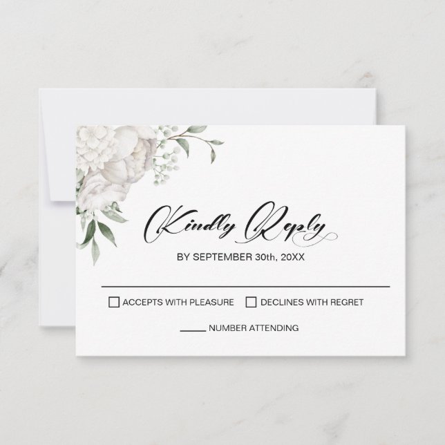Elégant mariage floral blanc RSVP (Devant)