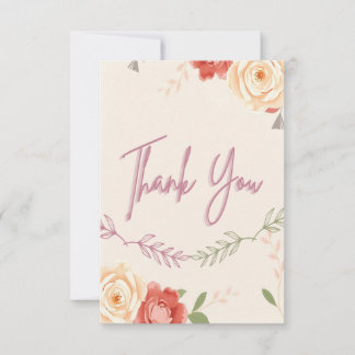 Élégant Mariage floral Carte de remerciements avec