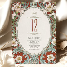 Elégant Mariage Floral Carte Numéro de table