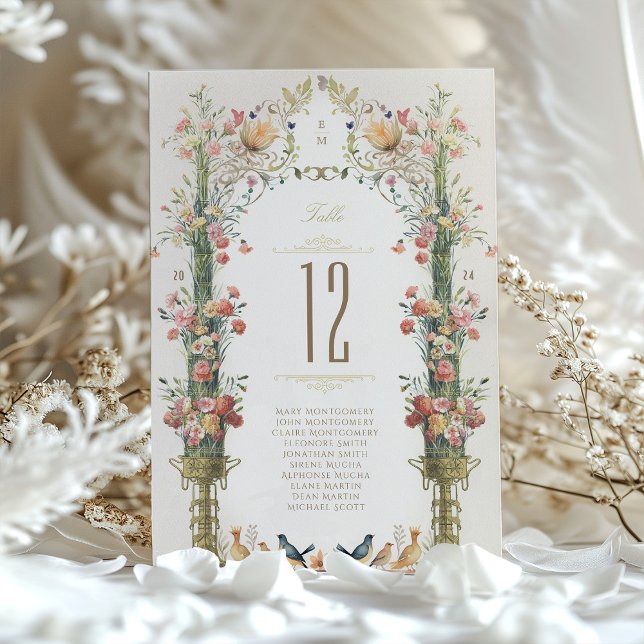 Elégant Mariage Floral Carte Numéro de table (Créateur téléchargé)