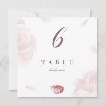 Elégant Mariage Floral Carte Numéro de table