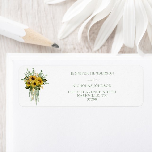 Élégant Mariage floral de tournesol Adresse de ret (En situation)