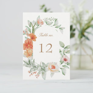 élégant mariage floral d'été numéro de table