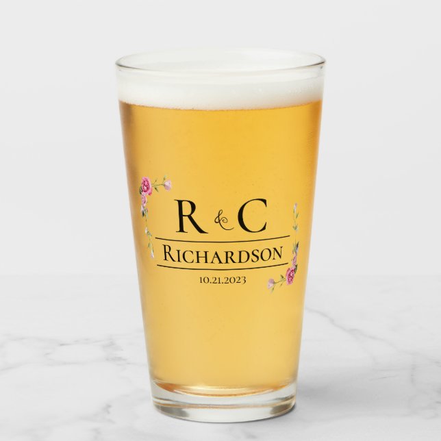 Elégant mariage floral Favoriser le verre cadeau (Devant (rempli))