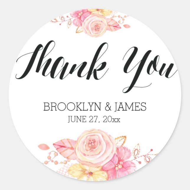 Elégant Mariage Floral Favoriser Stickers Perles r (Devant)