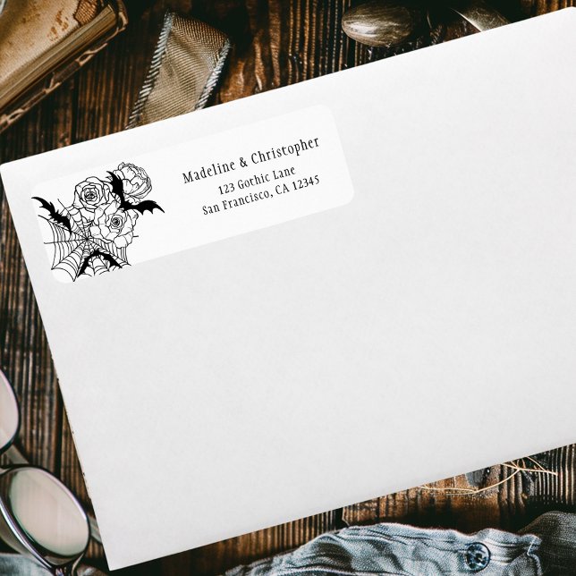 Élégant Mariage floral gothique Adresse de retour (Créateur téléchargé)