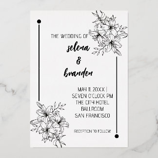 Élégant Mariage floral Invitation