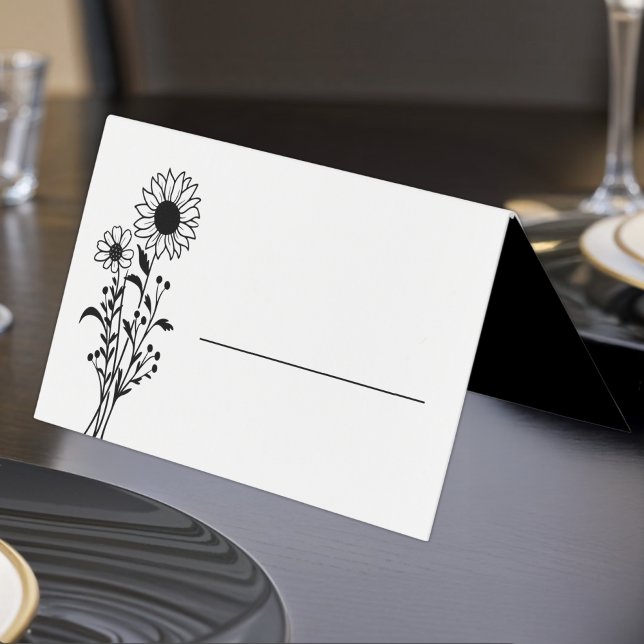 Élégant Mariage floral noir blanc tournesol (Créateur téléchargé)