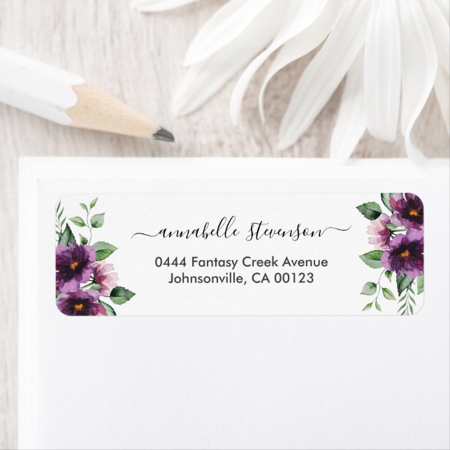 Élégant Mariage Floral Purple Vert (En situation)