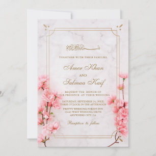 Elégant mariage floral rose Invitations
