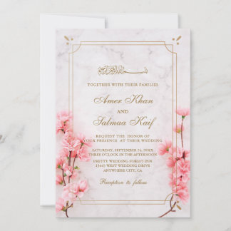 Elégant mariage floral rose Invitations