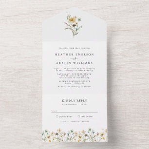 Élégant Mariage Floral tout en une invitation