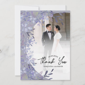 Élégant Mariage floral violet Merci Carte photo