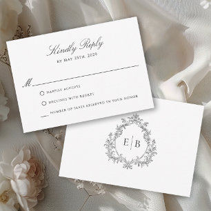 Élégant Mariage Formel Crest Monogram Logo RSVP