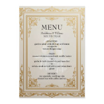Elégant Mariage Gold Carte Menu Réception Luxe