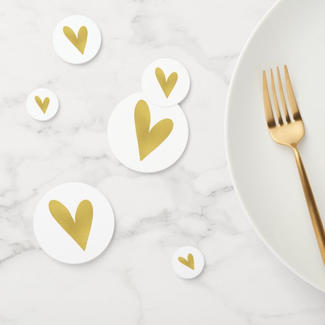 Élégant Mariage Gold Heart Table Confetti (Groupe)