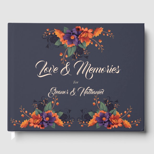 Élégant Mariage gothique Floral Livre d'hôtes (Recto)