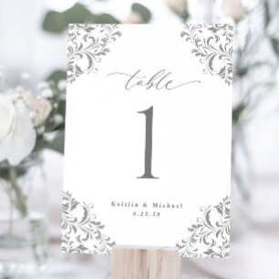 Elégant Mariage gris argenté 5x7 Cartes Numéro de 