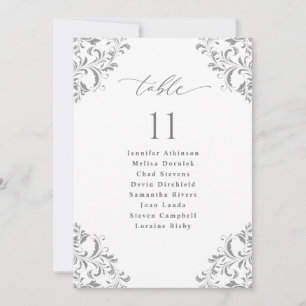 Elégant Mariage gris argenté Cartes de tableau