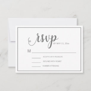 Elégant mariage gris blanc moderne RSVP